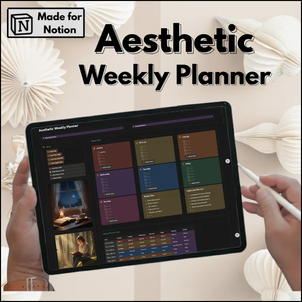 Aesthetic Notion template 2026 new year resolution dashboard for goal setting, habit tracking, vision board, productivity and personal growth planning