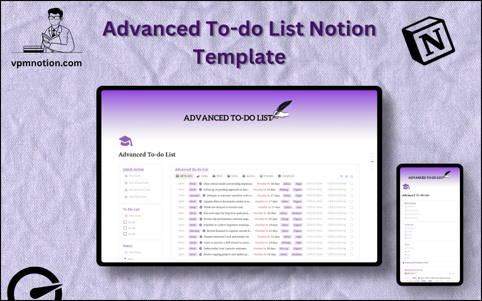 Advanced To-Do List Notion template