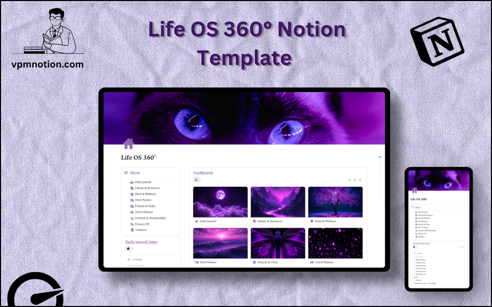 Life OS 360 All-in-One Life Management Notion Template – Personal OS Dashboard