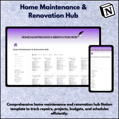 Home Maintenance & Renovation Hub Notion template