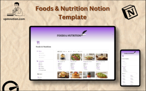Foods & Nutrition Notion Template – Meal Planning and Calorie Tracking Dashboard