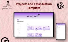 Projects and Tasks Notion Template – Project Management and Kanban Dashboard